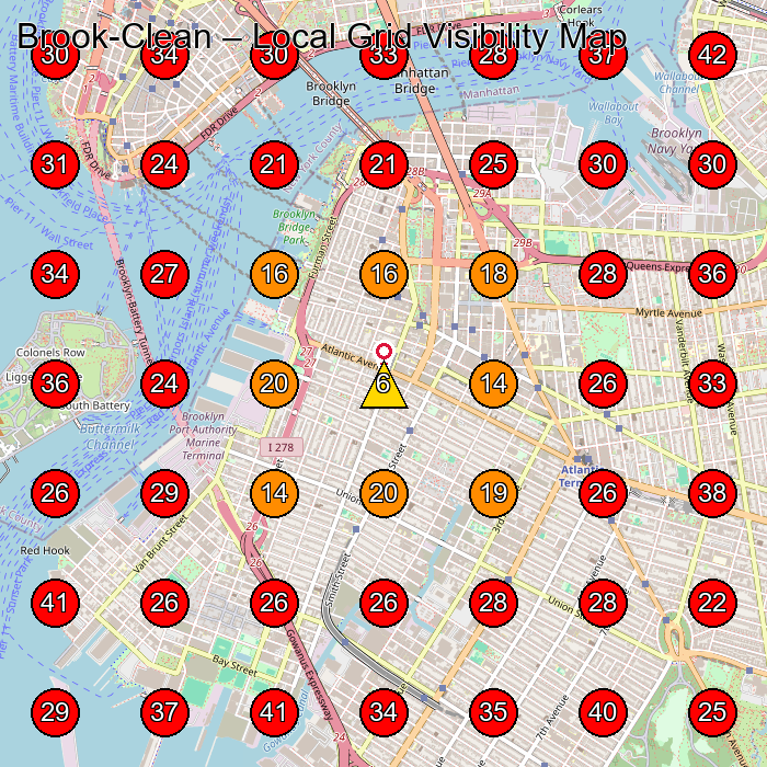 Brook-Clean GeoGrid visibility map for House Cleaning Service in Brooklyn